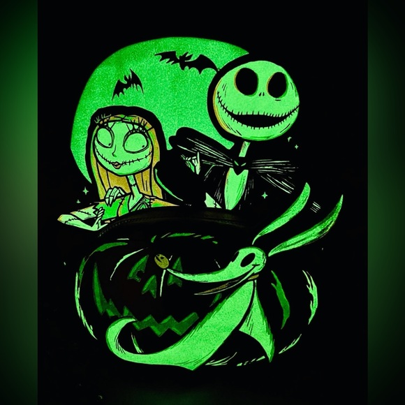 Loungefly Nightmare before Christmas Jack and Sally GITD Halloween Exclusive Bag - Picture 2 of 6